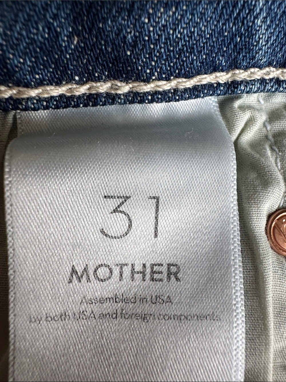 MOTHER Blue High-Rise Frayed Hem Denim Shorts - Picture 7 of 8